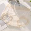 Ropa interior de seda de hielo para mujer estilo japonés delgada sin costuras de cintura media con ribete de encaje 7A poliláctico bacteriostático entrepierna calzoncillos para mujer