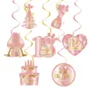 Guirlanda de decoração de aniversário transfronteiriça ornamento pendurado espiral banner de aniversário de 40 50 60 anos decoração pendurada ornamento de favo de mel
