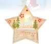 Pentagrama de Madera Navideño Luz LED Lámpara Decorativa de Mesa para Escritorio Artesanía de Madera