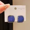 Pendientes Geométricos Cuadrados de Circonita de Lujo Ligero Aguja Plateada, Pendientes de Estilo Retro Simples y Elegantes, Pendientes de Moda Elegantes de Gama Alta para Mujer