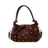 Moda Versátil Casual Nueva Colección Otoño/Invierno 2026 Bolso de Mano de Lunares Bolso Cruzado de Hombro Único con Textura de Gamuza Vintage