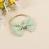 Diadema Fina de Bebé Dulce Europea y Americana Cuadros Rosas Lazo Pequeño Diadema para Bebé Joyería para Recién Nacidos Pasador para el Cabello para Niños