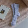 Meias de dormir de veludo coral de cor sólida sem fiapos, transfronteiriças, outono e inverno, confortáveis, quentes, espessadas, meias de toalha de cano médio, atacado de fábrica