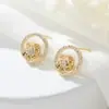 Venda Direta de Fábrica Zhongxing Brincos de Prata S925 com Pedra Olho de Gato, Luxo Leve com Zircônia Microincrustada, Brincos de Design Nicho Atacado
