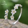 Anillo Vertical de Plata de Ley S925 Nomeolvides para Mujer, Estilo Pastoral Fresco Anillo Abierto Popular Hecho a Mano