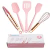Nuevo set mini de silicona para cocina, sartén antiadherente de una sola pieza, espátula de silicona, espátula, herramientas para hornear color oro rosa