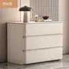 Mesa de cabeceira grande de madeira maciça, cor creme, de alta qualidade, luxo leve, modelo novo, simples e moderno, com três gavetas, para quarto