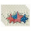 TEMU mantel individual estampado para el Día de la Independencia de Estados Unidos, de venta caliente, diseño de estrella enana a cuadros blancos y negros para coche, resistente al calor, antideslizante, decoración de mesa