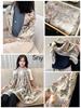 Bufanda elegante de seda Hangzhou con protección solar y letras para mujer, ideal para primavera y otoño, fina y larga, chal de satén de verano.