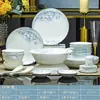 Cuenco Jingdezhen, juego de vajilla de porcelana china de lujo para el hogar, ligero, plato, palillos, regalo de boda, inauguración de la casa, porcelana