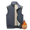 Chaleco de terciopelo dorado con forro polar para otoño e invierno, nuevo, para hombre, a prueba de frío, cálido, tipo chaqueta para personas de mediana edad y mayores