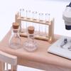 Casa de boneca transfronteiriça mini simulação tubo de ensaio de vidro copo medidor conjunto adereços de cena de experimento em miniatura modelo de correspondência