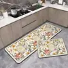 Conjunto de Tapetes de Chão para Cozinha Floral Vintage, Impermeável, Resistente a Óleo, Tira Longa, Resistente à Sujeira, Absorvente de Água, Antiderrapante, Limpável, Tapete Sem Lavagem