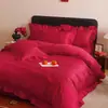 Conjunto de Roupa de Cama de Casamento Chinês Felicidade Dupla Quatro Peças Novo Casamento Lençol Vermelho Capa de Edredom Quarto de Casamento Festivo Roupa de Cama Vermelha Grande para Casamento