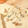 Colar Transfronteiriço de Aço Titânio Pingente Dourado Concha Boêmia Estrela do Mar Inlaid com Zircônio Colar Exquisito