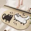 Alfombrilla de Piso Ovalada de Barro de Diatomeas con Gatito Lindo para Puerta de Entrada Resistente a Manchas Alfombrilla para Pies que Elimina el Polvo Baño Antideslizante Absorbente de Agua Secado Rápido