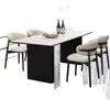 Mesa de comedor negra simple, acabado mate, adecuada para apartamentos pequeños, una mesa de comedor elegante y con estilo para uso doméstico