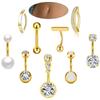 Moda Europa y Estados Unidos nueve piezas de acero inoxidable incrustadas con circonio doble liso anillo para el ombligo joyería para perforaciones comercio exterior joyería de comercio electrónico