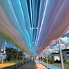 Cortinas de Teto Onduladas Coloridas da Moda Acionadas pelo Vento Cortinas de Exterior para Pátio Quebra-Sol Hospedaria Restaurante Ponto Cênico Cortinas de Tecido Decorativo Superior