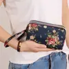 Bolsa de Celular Três Camadas Estampada da Moda, Carteira Longa, Clutch Horizontal, Porta-Moedas Portátil, Bolsa de Mão Que Cabe um Celular Grande