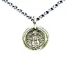 Colgante de plata de ley S925 chapado en oro amarillo Dios de la Riqueza, colgante redondo sólido retro desgastado para hombre y mujer