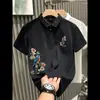 Camisa Polo Guochao Estilo Chinês Manga Curta Masculina Verão Tendência Marca Solta Estilo de Rua Toque de Luxo Gola Reversível Camiseta de Manga Meia