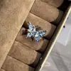 Estilo Dulce y Fresco, Versátil y Único, Anillo Apilable para el Dedo Índice, Anillo Abierto de Esmalte Azul Marino de Nicho con un Toque de Lujo para Mujer