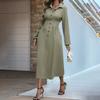 Bai Fen Zhi Yi2025 Novo Cruzamento Fresco e Elegante para o Trabalho Gola Lapela Cor Sólida Slim Fit Vestido Camisa