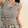 Design Sense Niche - Top corto sin mangas con rosca para mujer, estilo coreano, chaleco sexy con tirantes para verano