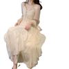 Traje femenino nuevo francés primer amor orangután grandiflorum vestido de hada súper fino vestido de manga larga dos conjuntos de mujeres