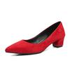 Suministro Transfronterizo Tacón Grueso Tacón Medio Punta Afilada Boca Baja Zapatos de Mujer Talla Grande 40-54 Zapatos de Piel de Ante Zapatos de Moda