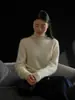Hongmi Apparel/ Suéter de gola alta de fleece sem costura para mulheres, pulôver de tricô com gola alta, roupas femininas de outono e inverno