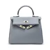 Bolso Estilo Nuevo Cuero Genuino Alta Calidad Bolso Kelly Primera Capa Piel de Vaca Gama Alta Gran Capacidad Portátil Bolso de Hombro Cruzado