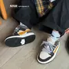 Zapatos para Niños 2025 Otoño Nuevo Modelo Estilo Coreano Moda Bloques de Color Caña Media Zapatillas Aj Zapatos Casuales para Niños y Niñas