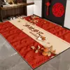 Alfombra de Piso de Terciopelo de Cristal Roja para Año Nuevo para Puerta de Entrada, Resistente a Manchas y Lavable, Adecuada para Vestíbulo y Área de Cambio de Zapatos