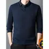Suéter de felpa grueso con solapa, estilo dos piezas falsas, para otoño e invierno, para hombre, casual y cálido, adecuado para padres de mediana edad, camiseta base de punto