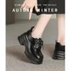 Mocasines de Plataforma Cortos para Aumentar la Altura 2023 Primavera Nueva Llegada Blancos Estilo Británico Zapatos de Cuero con Cordones Suela Blanda Zapatos de Capa Única para Mujer