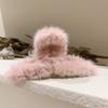 Acessórios de Cabelo Peludos Coreanos de Outono e Inverno, Presilhas de Garra de Cabelo, Grampos de Cabelo para Meninas, Presilhas Grandes Tipo Tubarão para a Parte de Trás da Cabeça, em Formato de Coração de Pelúcia