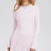 Tops Esportivos para Mulheres, Novas Peças de Yoga Slim com Gola Redonda, Camiseta de Corrida de Manga Longa para Usar por Cima, Roupas de Fitness para Treinamento de Pilates