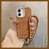 Tres diseños de lazo adecuados para fundas de teléfono Apple 17 Otoño e Invierno, Funda protectora para iPhone 15, 14 Marrón, 16 Textura de cuero, 13