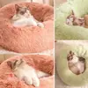 Cama Redonda Esponjosa Calmante para Mascotas - Cama de Felpa Suave tipo Rosquilla para Perros y Gatos Pequeños/Medianos, Cojín Lavable tipo Caseta Anti-Ansiedad para Siestas y Descanso