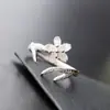 Nafoge Joyería de Plata al por Mayor Set de Plata de Ley 925 con Anillo de Concha Natural Anillo Abierto de Plata de Ley Anillo de Pétalo para Mujeres
