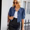 Ropa de mujer transfronteriza de eBay Europa y Estados Unidos primavera y verano nuevo estación independiente de Amazon top abrigo pequeño de mezclilla con cuello azul marino lavado