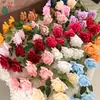 Rosa de Alto Galho com 5 Cabeças Rosa Diamante Conjunto de Arco para Área de Recepção de Casamento Flores Artificiais Decoração de Salão de Banquete Flores Artificiais