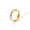Anillo brillante de fundición de acero de titanio transfronterizo europeo y americano, anillo geométrico de doble capa de acero inoxidable galvanizado en oro de 18 quilates, venta al por mayor