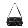 2026 Bolso de Mano de Nueva Textura de Chica Picante de Moda Remaches Estampado de Leopardo Diseño de Personalidad Bolso de Hombro de Motocicleta Cruzado Debajo del Brazo Bolso de Mujer