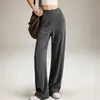 Conjunto de Yoga para Mulheres Novas Calças de Cintura Alta Wide Leg com Bolsos Emagrecimento e Disfarce da Barriga Roupa de Treino de Pilates Conjunto de Duas Peças