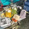 Bolso Cruzado de Color Bloqueado con Textura de Niebla Suave para Exteriores Estilo Montaña, Bolso Cruzado Pequeño con Cordón para Parejas, Bolso para Teléfono para Senderismo y Camping