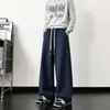 Calça moletom reta com cós de peso pesado, drapeado e em blocos de cor, personalizada para homens e mulheres, novo estilo outono, calça esportiva casual de tricô roxa solta