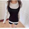Oferta Especial Primavera e Verão Camiseta Pulôver Versátil de Manga Longa com Gola Redonda de Seda Ultra-Fina Respirável Estilo Preguiçoso Moda Top Feminino com Acabamento de Seda